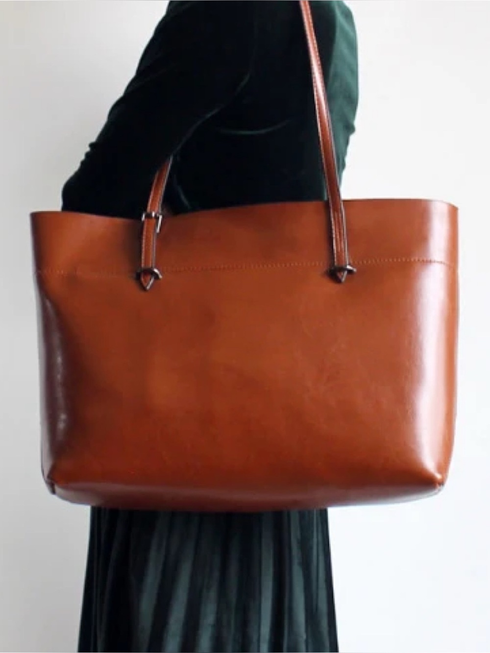 Kattee Genuine Leather Shoulder Tote Bag in Brown